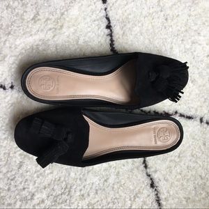 Black Suede Tory Burch Slides